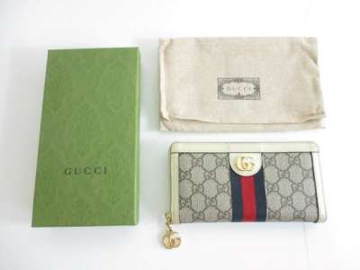  グッチ GUCCI 523154 オフィディア GG シェリーライン ラウンドジップ 長財布 ホワイト系 レディース