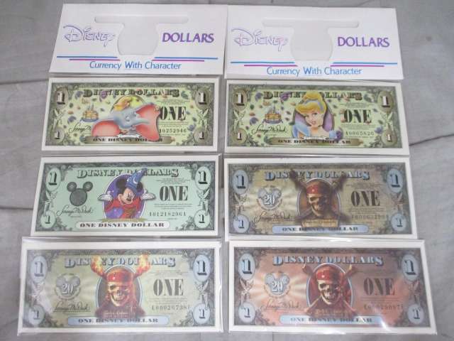 ギフト券 ディズニー ダラー DOLLARS 1ドル 6枚 封筒付き