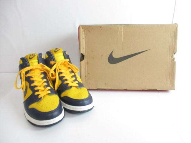 ナイキ NIKE ダンクハイ ミシガン スニーカー 630335-471 28cm ネイビー イエロー メンズ