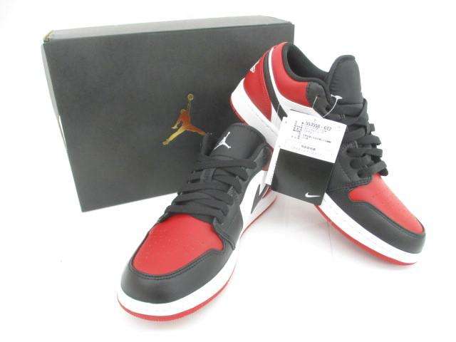 ナイキ NIKE エアジョーダン1 ローカットスニーカー 553558-612 26.5cm ブラック レッド メンズ