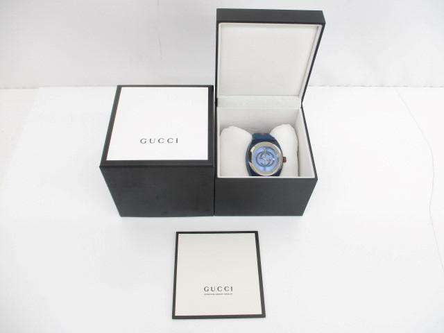 グッチ GUCCI 腕時計 シンク YA137104A/137.1 ブルー ラバーベルト スイス製 メンズ