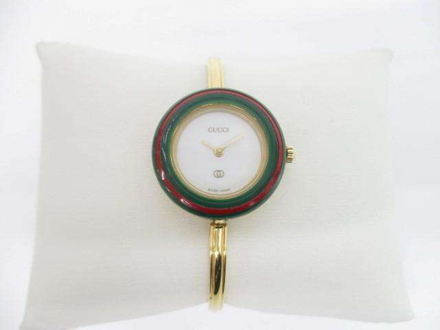 グッチ GUCCI チェンジベゼル 腕時計 バングルウォッチ 1100-L ゴールド レディース
