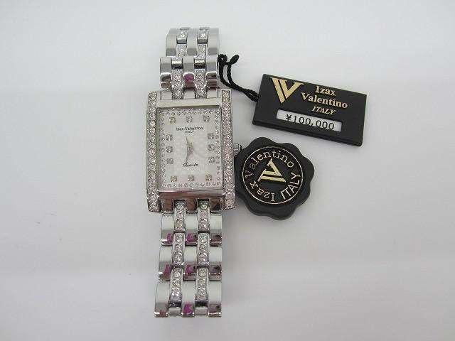 アイザックバレンチノ 3針 IVG-7000-5 ダイヤベゼル QZ ホワイト文字盤 石付 腕時計 シルバー レディース