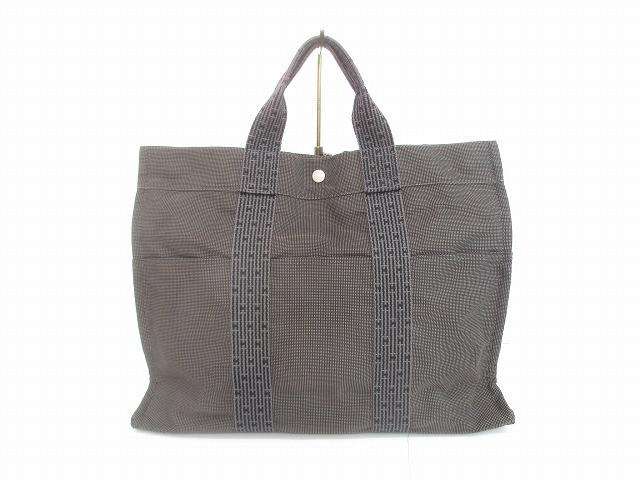 エルメス HERMES トートバッグ エールライン エールラインMM キャンバス シルバー金具 グレー系 レディース