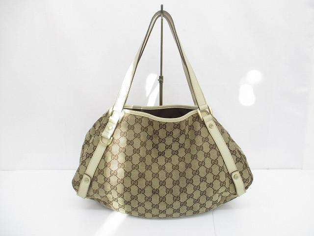 グッチ GUCCI 130736・482794 GG柄 トートバッグ ハンドバッグ 鞄 イタリア製 ベージュ ブラウン アイボリー系