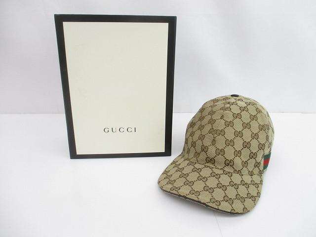 グッチ GUCCI GGキャンバス ベースボール キャップ ポリエステル 綿 ナイロン 200035 ベージュ レディース