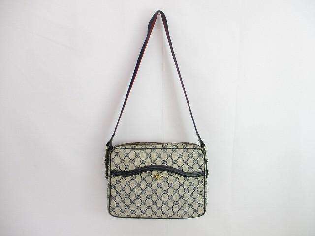 グッチ GUCCI オールドグッチ ショルダーバッグ GG柄 ネイビー レディース