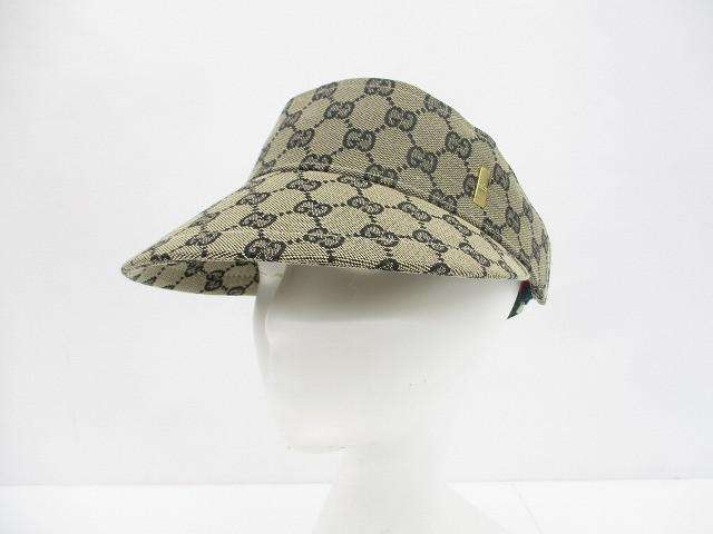 グッチ GUCCI サンバイザー シェリーライン GGキャンバス L 帽子