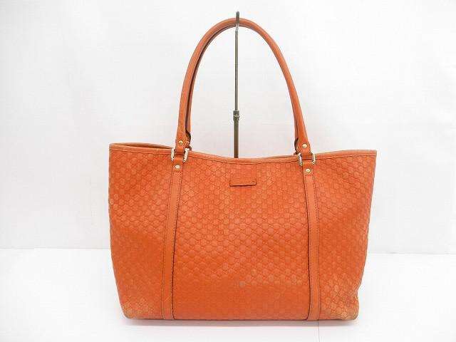 グッチ GUCCI シマ マイクロGG トートバッグ 449647 オレンジ 鞄 レディース