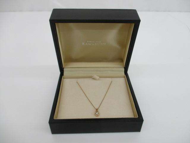 KAWASUMI K10PG 一粒ダイヤ 0.10ct ネックレス ペンダント アクセサリー レディース