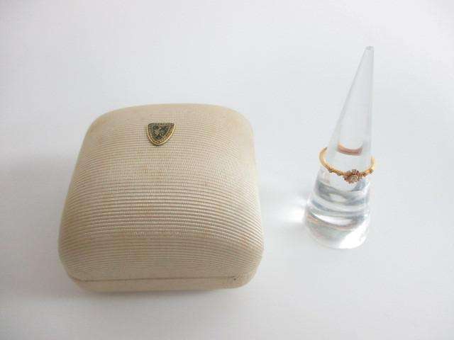 アガット agete フラワーローズカット リング 指輪 9号 K18 ダイヤモンド0.10ct 刻印あり アクセサリー