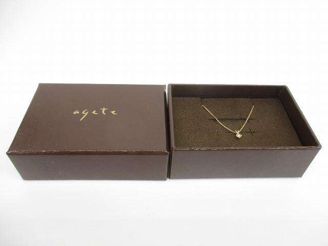 アガット agete K18 ダイヤモンド ネックレス ペンダント 0.02ct 刻印あり アクセサリー レディース