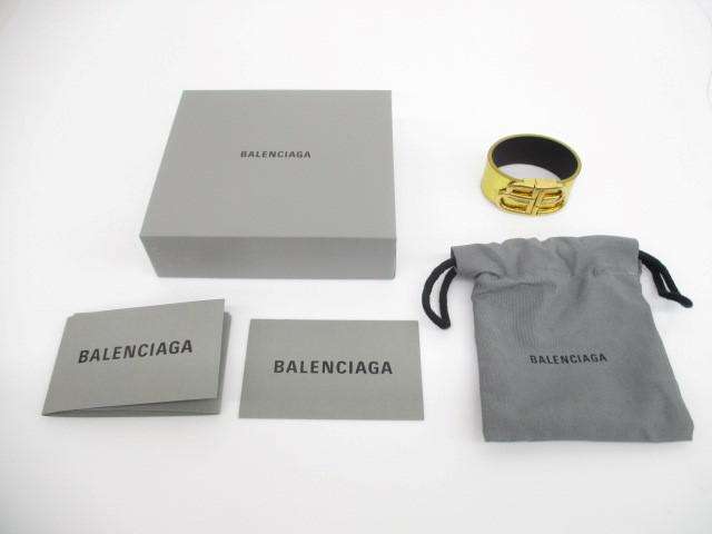 バレンシアガ BALENCIAGA レザー ブレスレット バングル アクセサリー ゴールド レディース