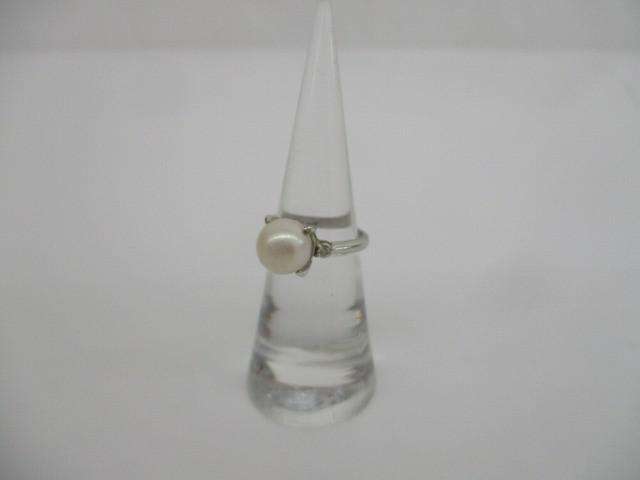プラチナ×パール×ダイヤモンドリング 指輪 10号 Pt900 D0.08ct刻印あり アクセサリー レディース